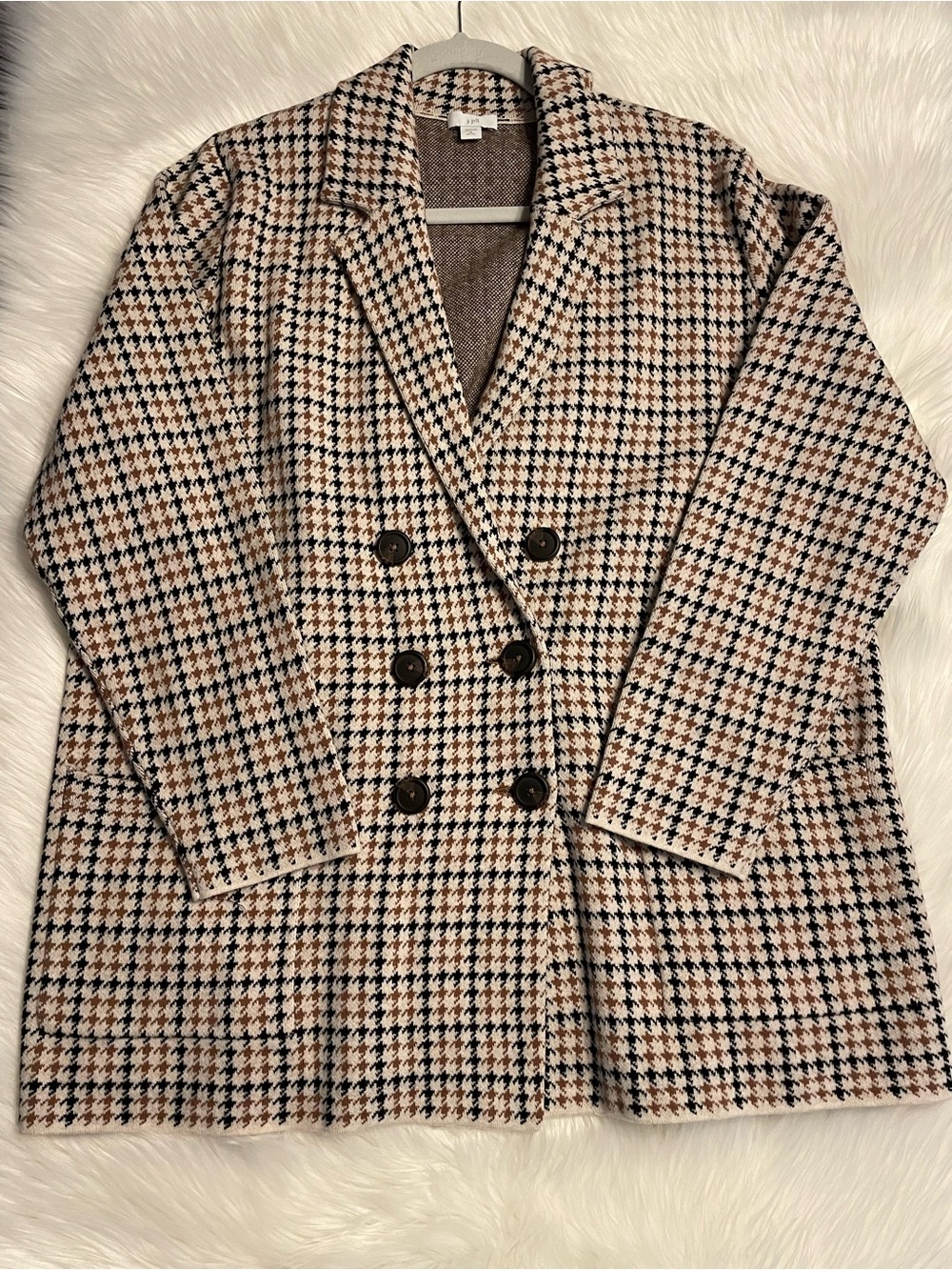 J.Jill, Jacket, Knit, Houndstooth, Pockets, Stretch, Quality, NWOT, XLP